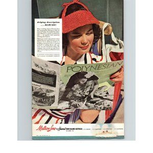 1940 Matson Line Vintage Print Ad Polynesian Hawaii to New Zealand and Australia